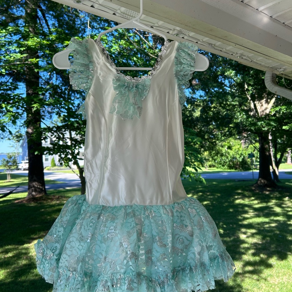 Mint green and white dance costume